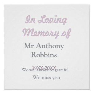 In Loving memory of name funeral memory keepsake Poster