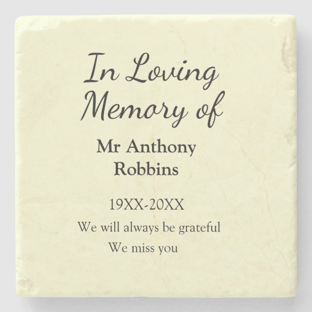 In Loving memory of name funeral memory keepsake Stone Coaster (Front)