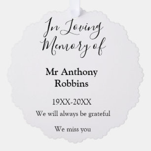 In Loving memory of name funeral memory keepsake Tree Decoration Card