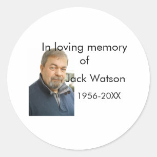 In loving memory of name year photo modern funeral classic round sticker