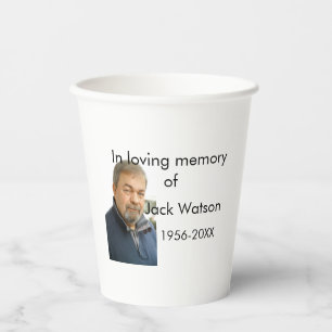 In loving memory of name year photo modern funeral paper cups
