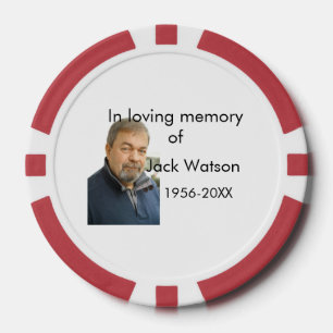 In loving memory of name year photo modern funeral poker chips