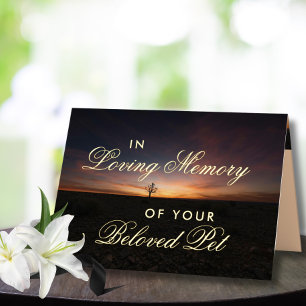 In Loving Memory of Your Beloved Pet Sunset Tree Foil Greeting Card