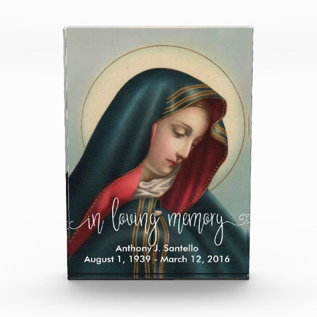 In Loving Memory Overylay | Sorrowful Virgin Mary Photo Block (Front)