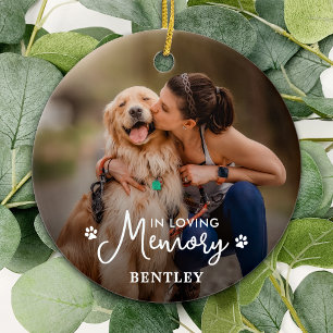 In Loving Memory - Paw Prints Pet Dog 2 Photo Ceramic Tree Decoration