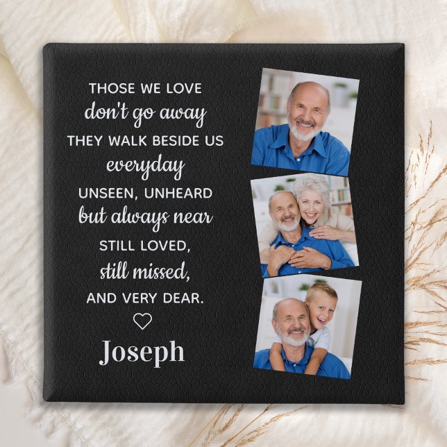 In Loving Memory Personalised 3 Photo Memorial 15 Cm Square Badge (Creator Uploaded)