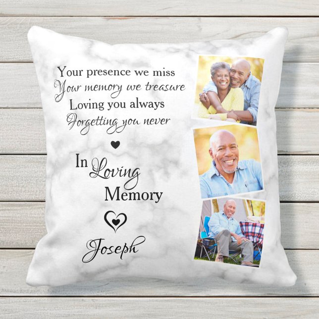 In Loving Memory Personalised 3 Photo Memorial Cushion (Creator Uploaded)