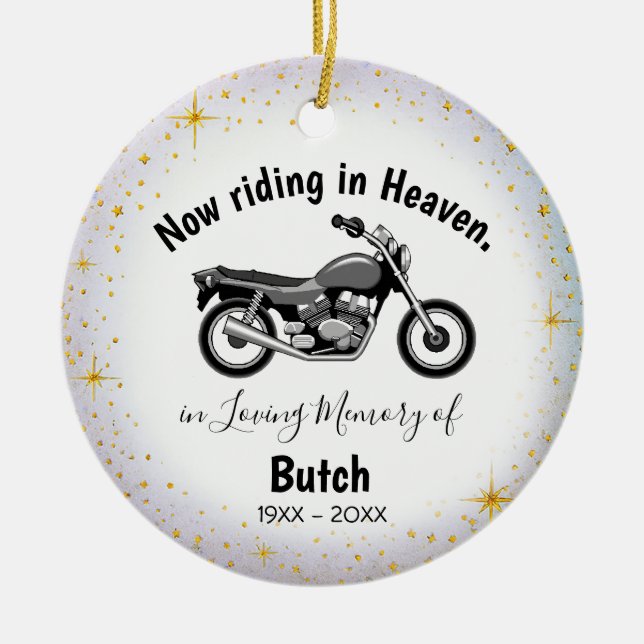 In Loving Memory | Personalized Motocycle Ornament (Front)