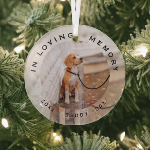 In Loving Memory Pet Dog Christmas Photo Glass Tree Decoration