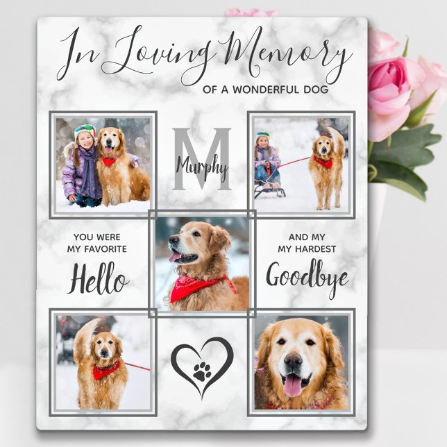 In Loving Memory Pet Dog Memorial 5 Photo Collage Plaque (Creator Uploaded)