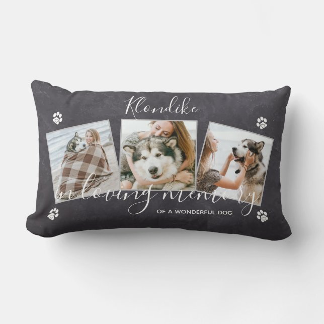 In Loving Memory - Pet Dog Memorial Photo Collage Lumbar Cushion (Front)