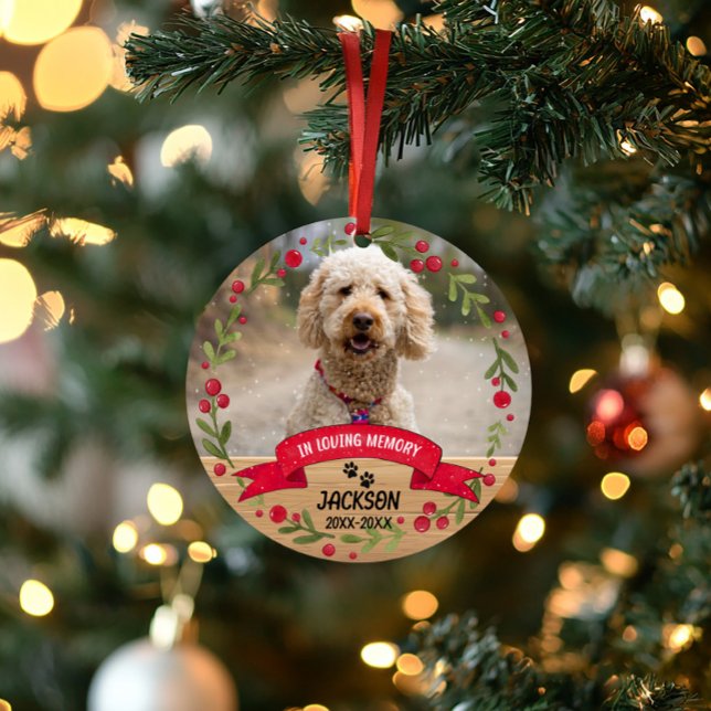 In Loving Memory Pet Memorial 2-Photo Keepsake Ornament (in loving memory christmas pet photo ornament )