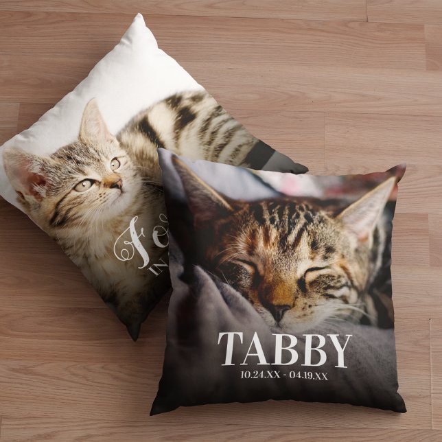 In loving Memory Pet Memorial Cat Tribute 2 Photo Cushion (Creator Uploaded)