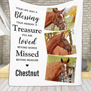 In Loving Memory Pet Memorial Custom 3 Pictures Fleece Blanket