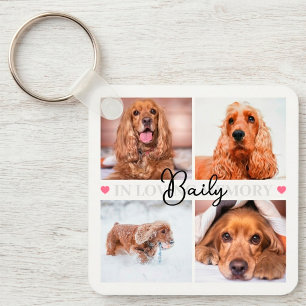 In Loving Memory Pet Memorial Custom Photo Collage Key Ring