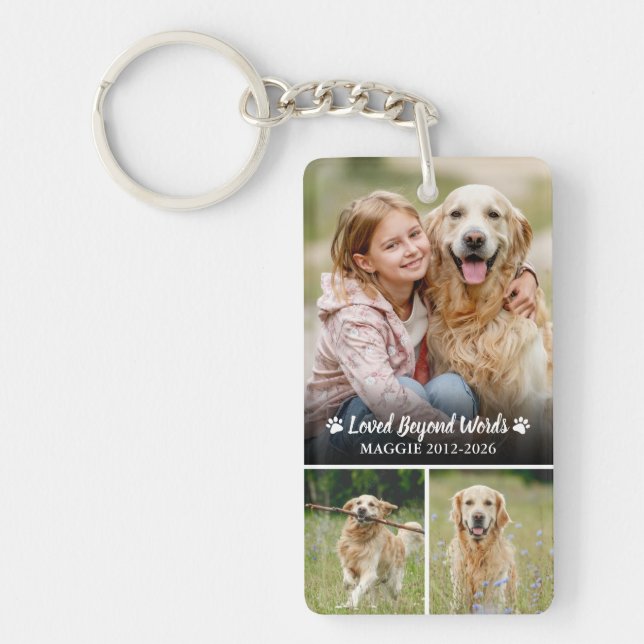 In loving Memory Pet Memorial Photo Collage Key Ring (Front)