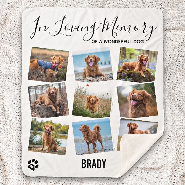 In Loving Memory Pet Memorial Photo Collage Sherpa Blanket (Creator Uploaded)