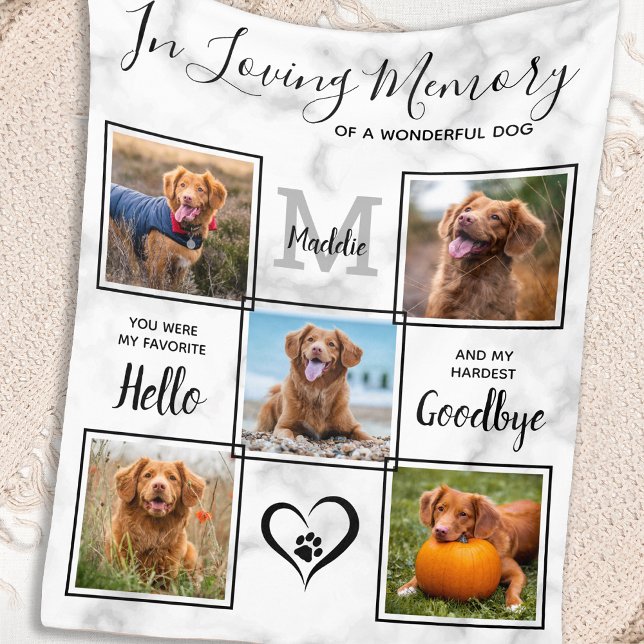 In Loving Memory Pet Memorial Unique Photo Collage Fleece Blanket (Creator Uploaded)