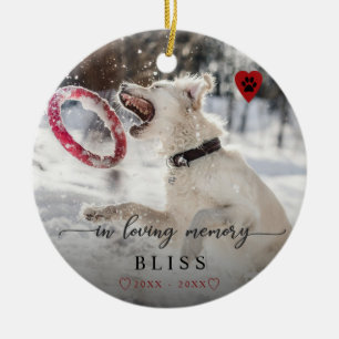 In Loving Memory Pet Photo Paw Print Monogram Ceramic Tree Decoration
