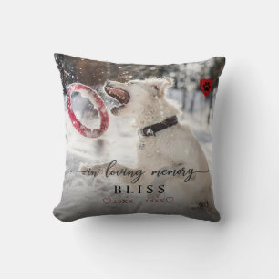 In Loving Memory Pet Photo Paw Print Monogram Cushion