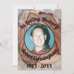 In Loving Memory Petrified Wood Photo Memorial Invitation