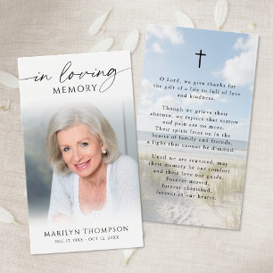 In Loving Memory Photo Beach Cross Prayer Cards