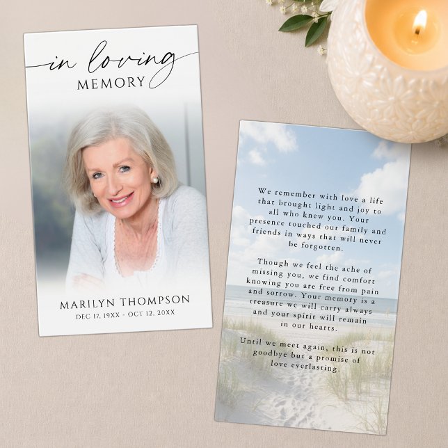 In Loving Memory Photo Beach Memorial Cards (Creator Uploaded)