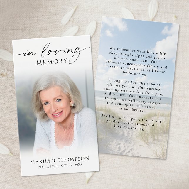 In Loving Memory Photo Beach Memorial Cards (Creator Uploaded)