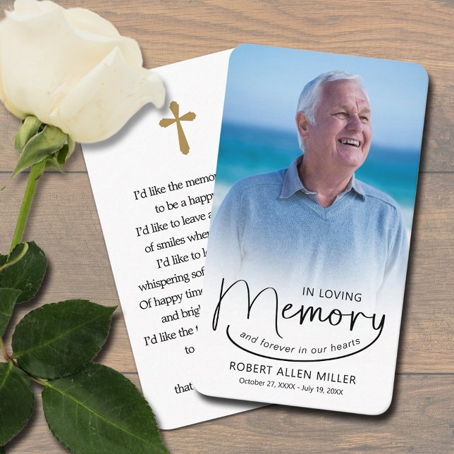 In Loving Memory Photo Bookmark Prayer Card (In Loving Memory photo bookmark prayer card with a cross and poem on the back)