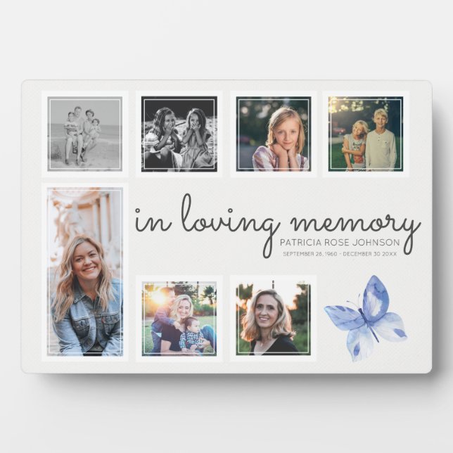 In Loving Memory Photo Collage Butterfly Keepsake Plaque (Front)