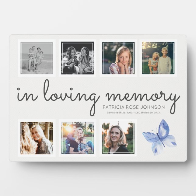 In Loving Memory Photo Collage Butterfly Keepsake Plaque (Front)