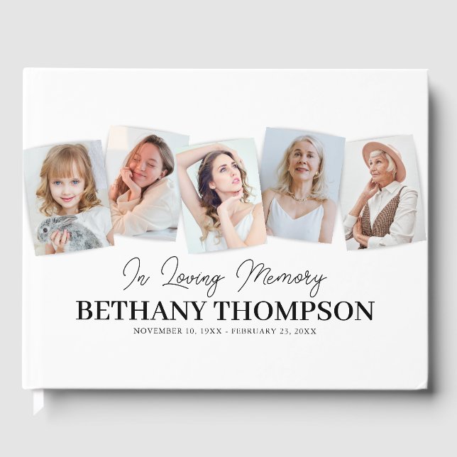 In Loving Memory Photo Collage Funeral Guest Book (Front)