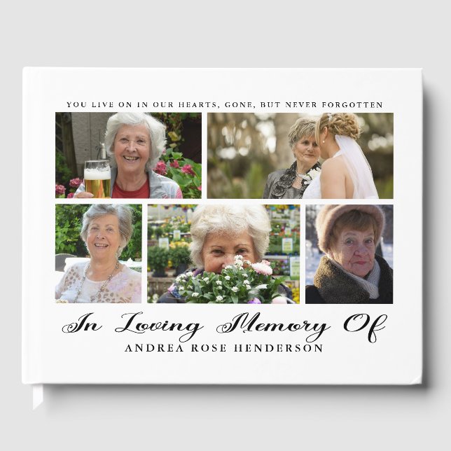 In Loving Memory Photo Collage Funeral Guest Book (Front)