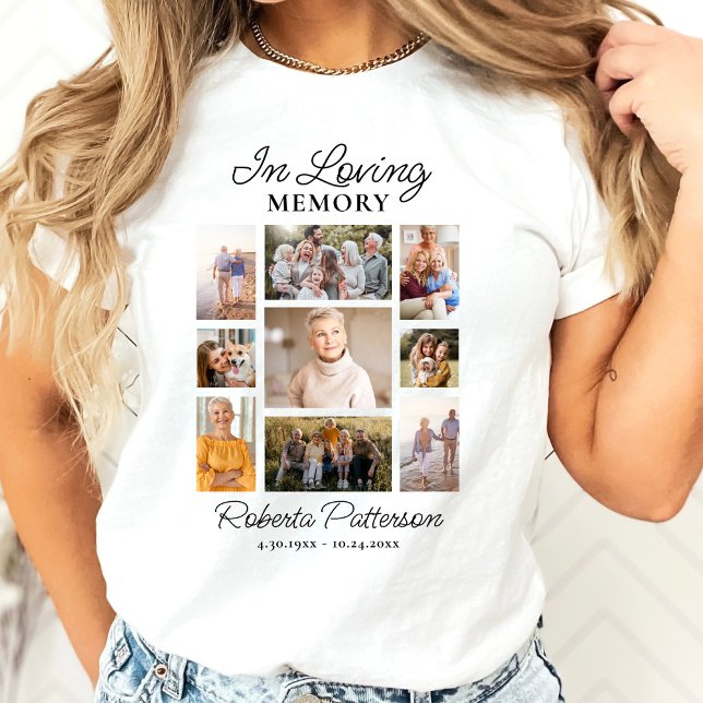 In Loving Memory Photo Collage Funeral Memorial  T-Shirt (Creator Uploaded)