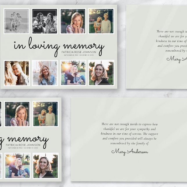 In Loving Memory Photo Collage Funeral  Thank You Card (Creator Uploaded)