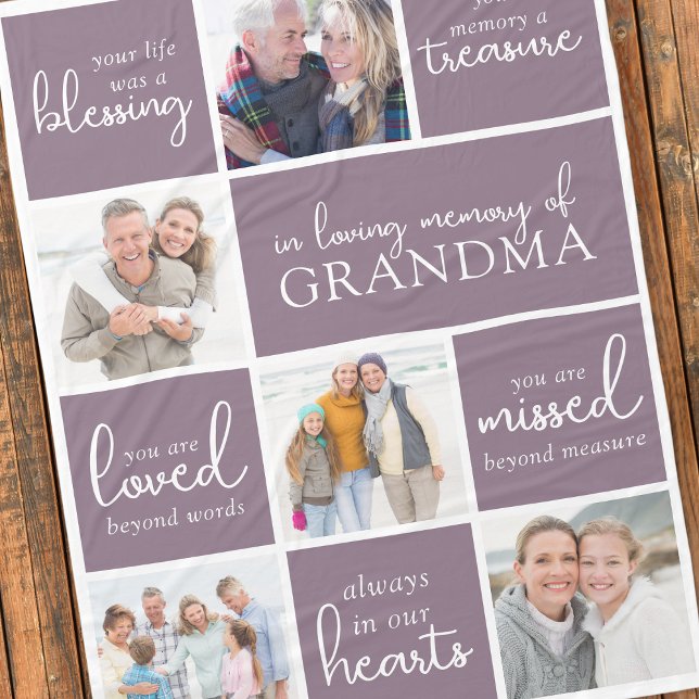In Loving Memory Photo Collage Memorial Quote Fleece Blanket (Creator Uploaded)