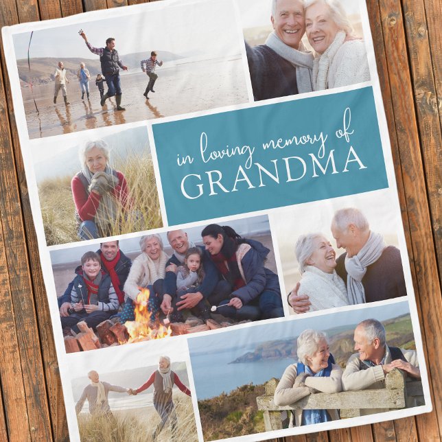 In Loving Memory Photo Collage Sympathy Fleece Blanket (Creator Uploaded)