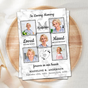 In Loving Memory Photo Collage Sympathy Funeral Thank You Card