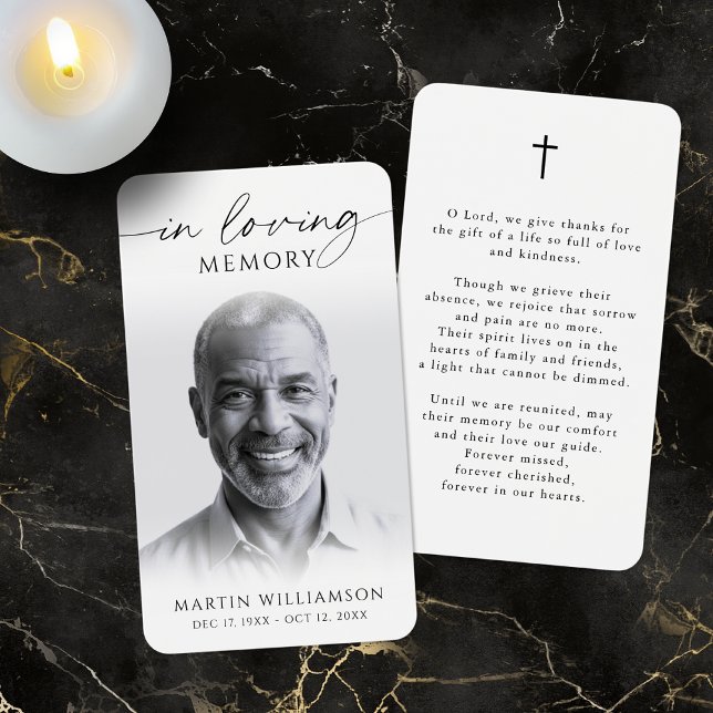 In Loving Memory Photo Cross Memorial Prayer Card (Creator Uploaded)