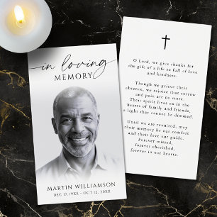 In Loving Memory Photo Cross Sympathy Prayer Card