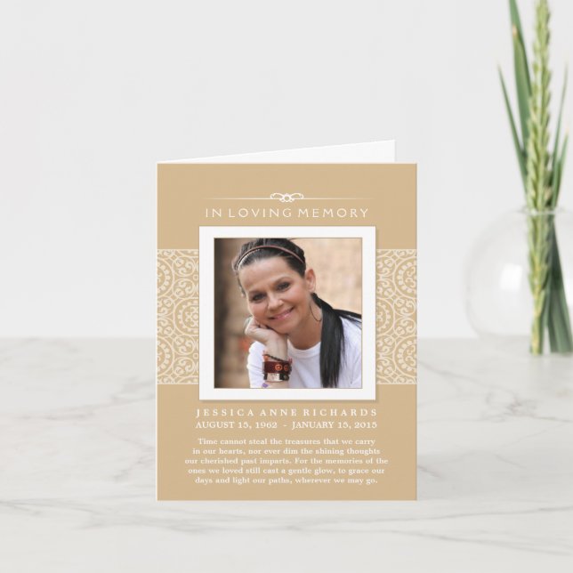 In Loving Memory Photo Elegant Gold Thank You Card (Front)