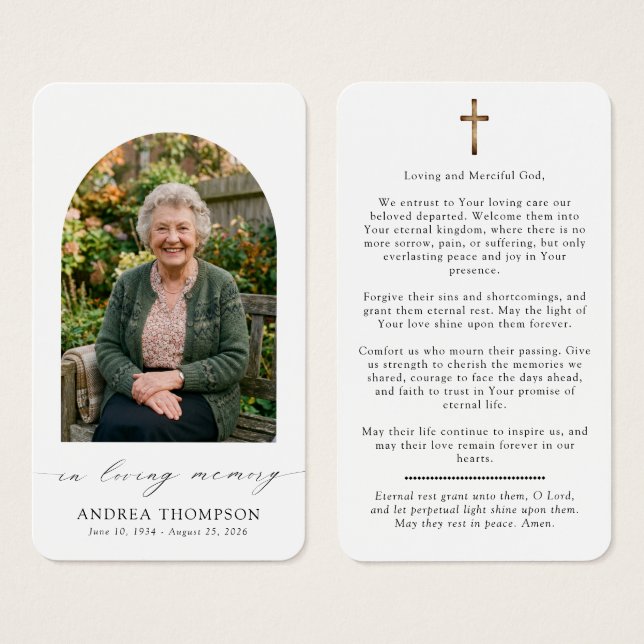 In Loving Memory Photo Funeral Catholic Prayer (Front & Back)