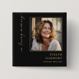 In Loving Memory Photo Funeral Memorial 15 Cm Square Badge
