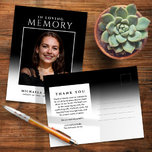 In Loving Memory Photo Funeral/Memorial Thank You Postcard