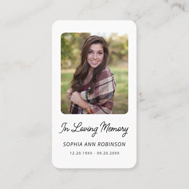 In Loving Memory Photo Funeral Prayer Card (Front)