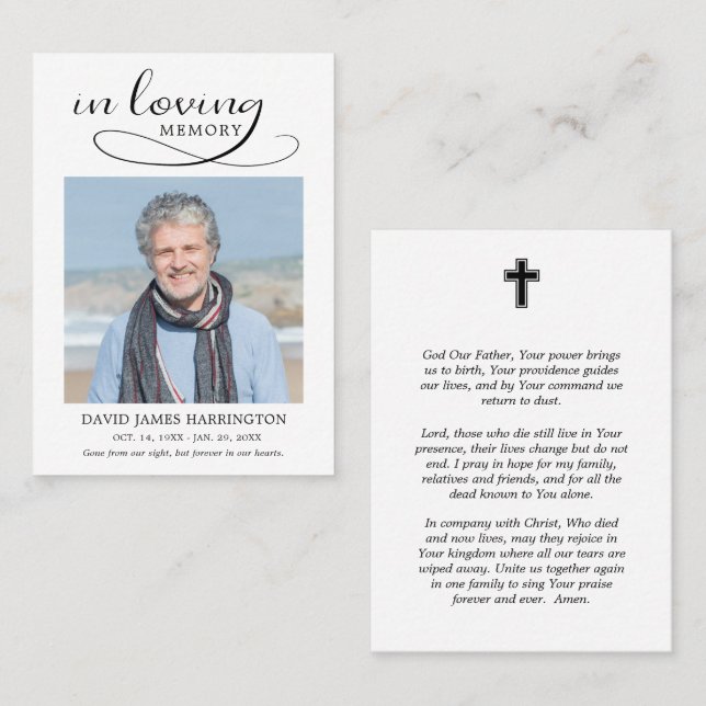In Loving Memory Photo Funeral Prayer Card (Front/Back)