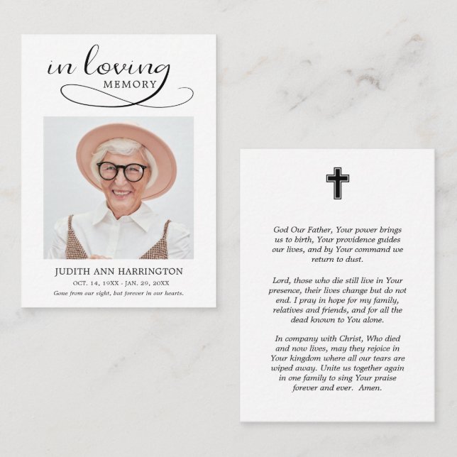 In Loving Memory Photo Funeral Prayer Card (Front/Back)