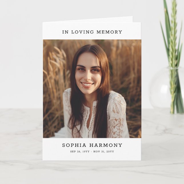 In Loving Memory Photo Funeral Program Card (Front)