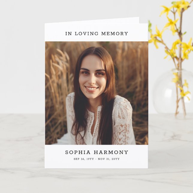 In Loving Memory Photo Funeral Program Card (Yellow Flower)