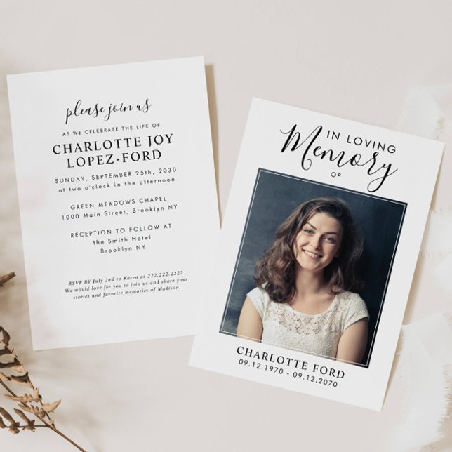 In Loving Memory Photo Funeral Service Memorial Invitation (Creator Uploaded)